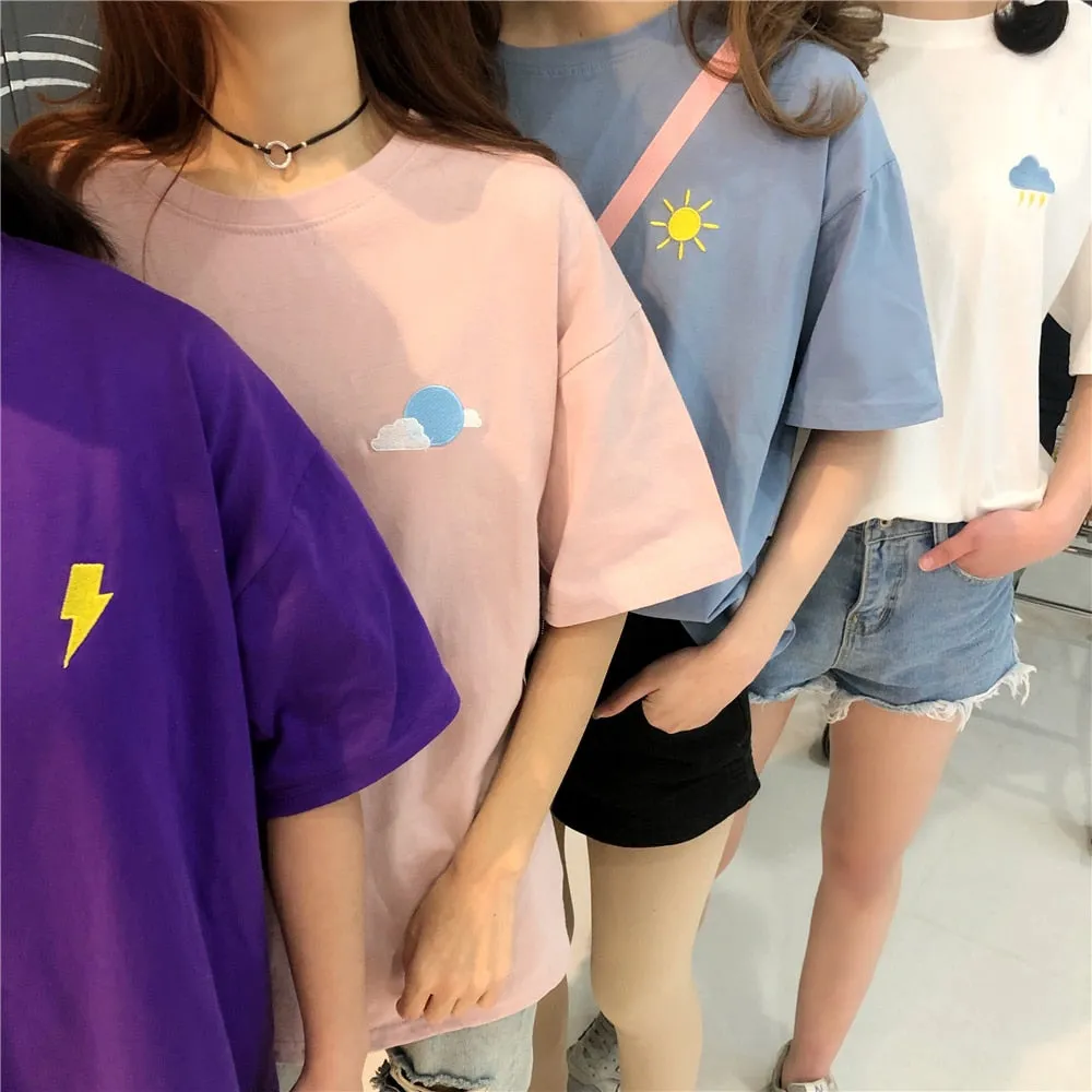 🌦️ WEATHER FORECAST HARAJUKU EMBROIDERED TEE 🌦️