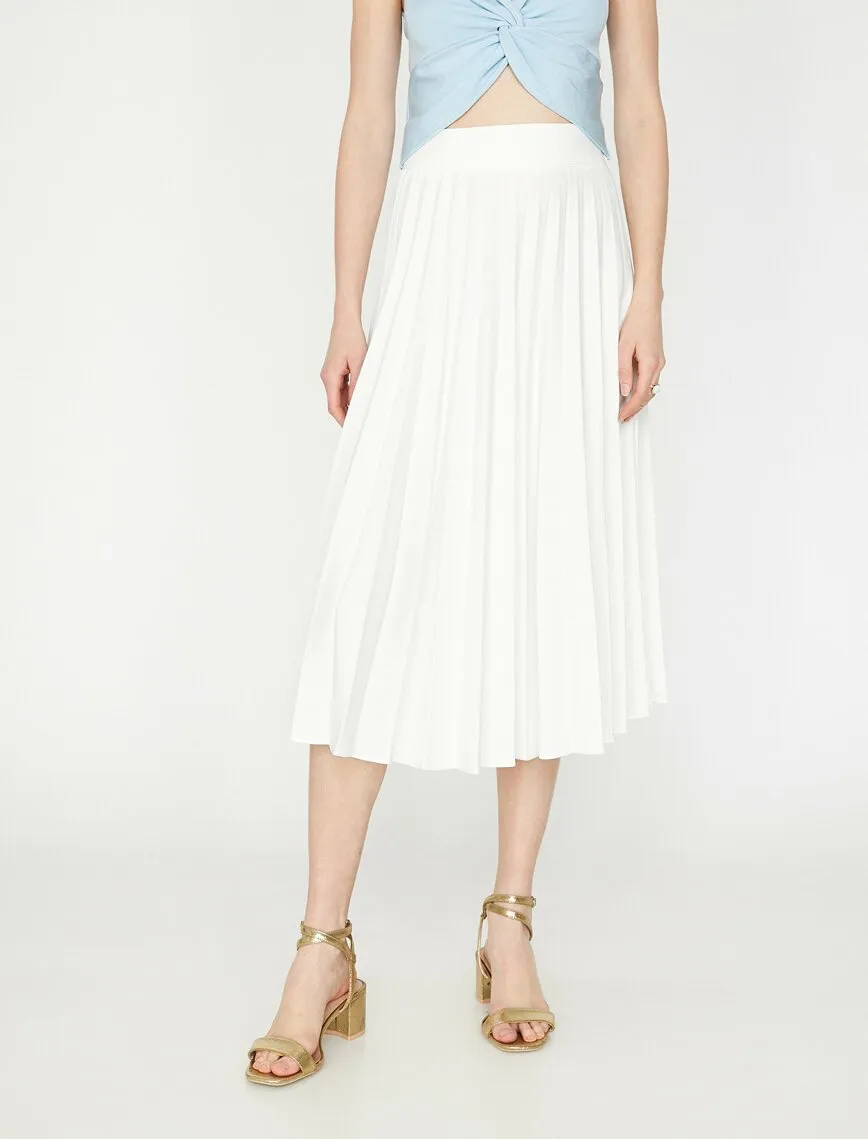 11999 Fawn Pleated Midi Skirt