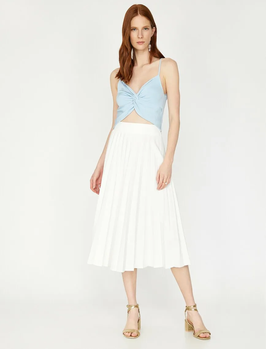 11999 Fawn Pleated Midi Skirt