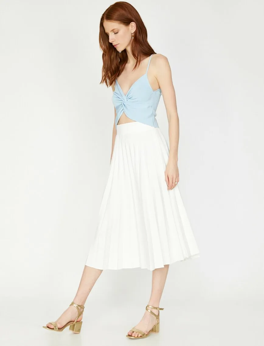 11999 Fawn Pleated Midi Skirt