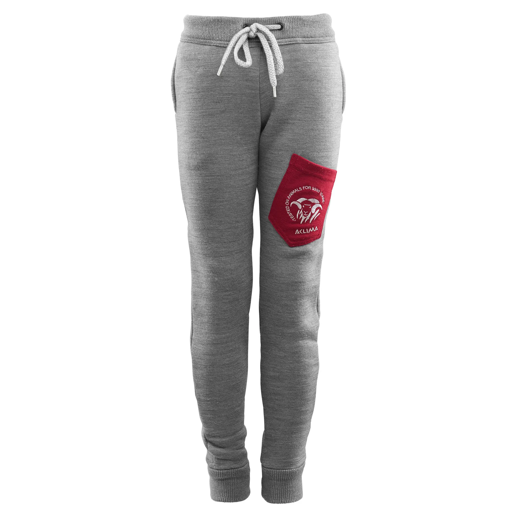 Aclima FleeceWool Joggers Junior Grey Mélange/Chili Pepper | Buy Aclima FleeceWool Joggers Junior Grey Mélange/Chili Pepper here | Outnorth