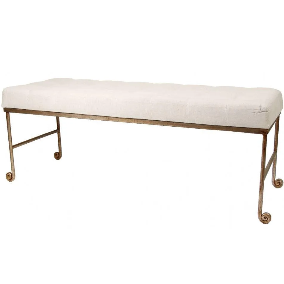 Antique Silver Metal Base Bench