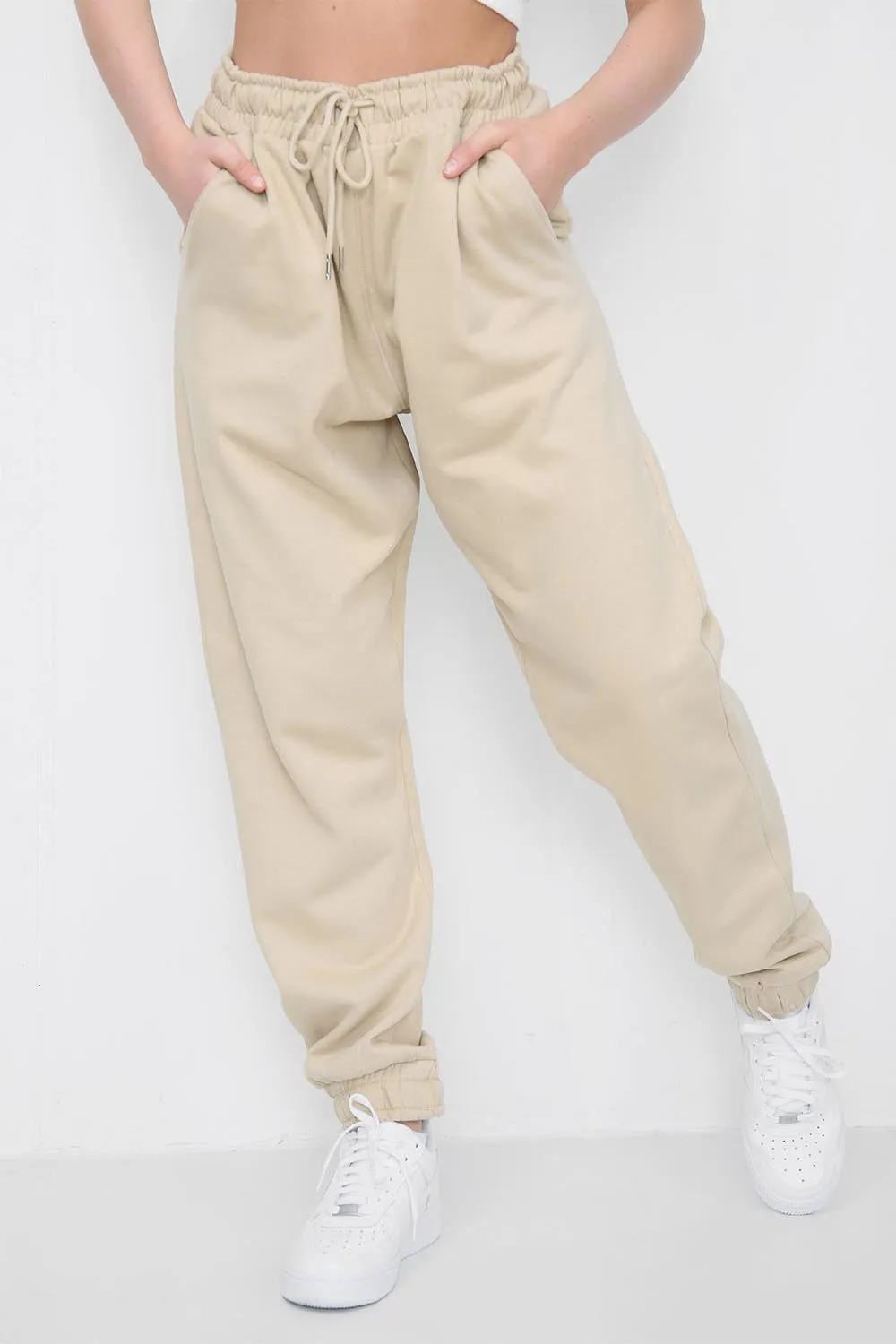 Beige Fleece Lined Joggers