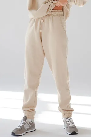 Beige Fleece Lined Joggers