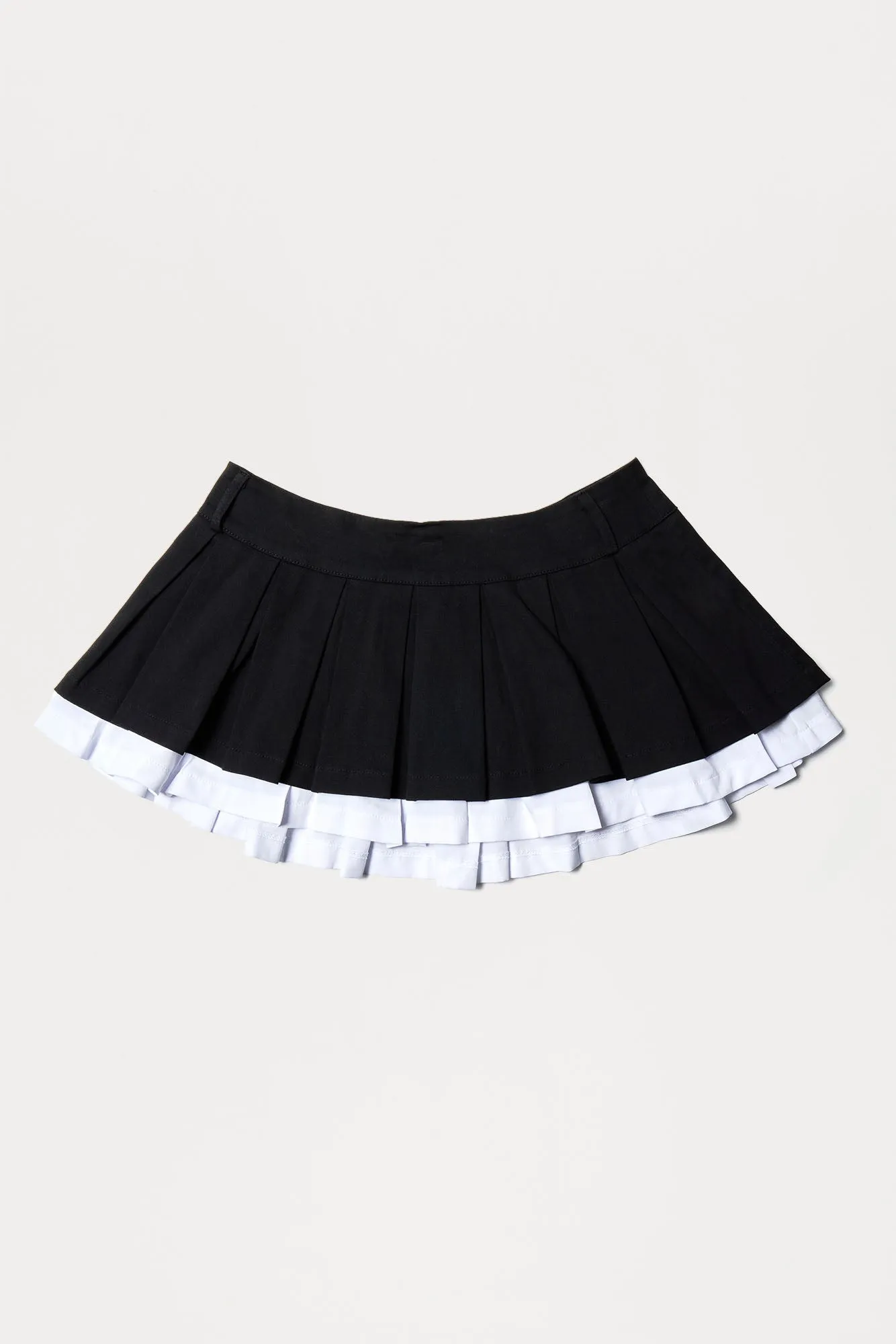 Beyond Me Pleated Micro Mini Skirt - Black/White