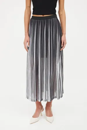 Black & White Pleated Midi Skirt