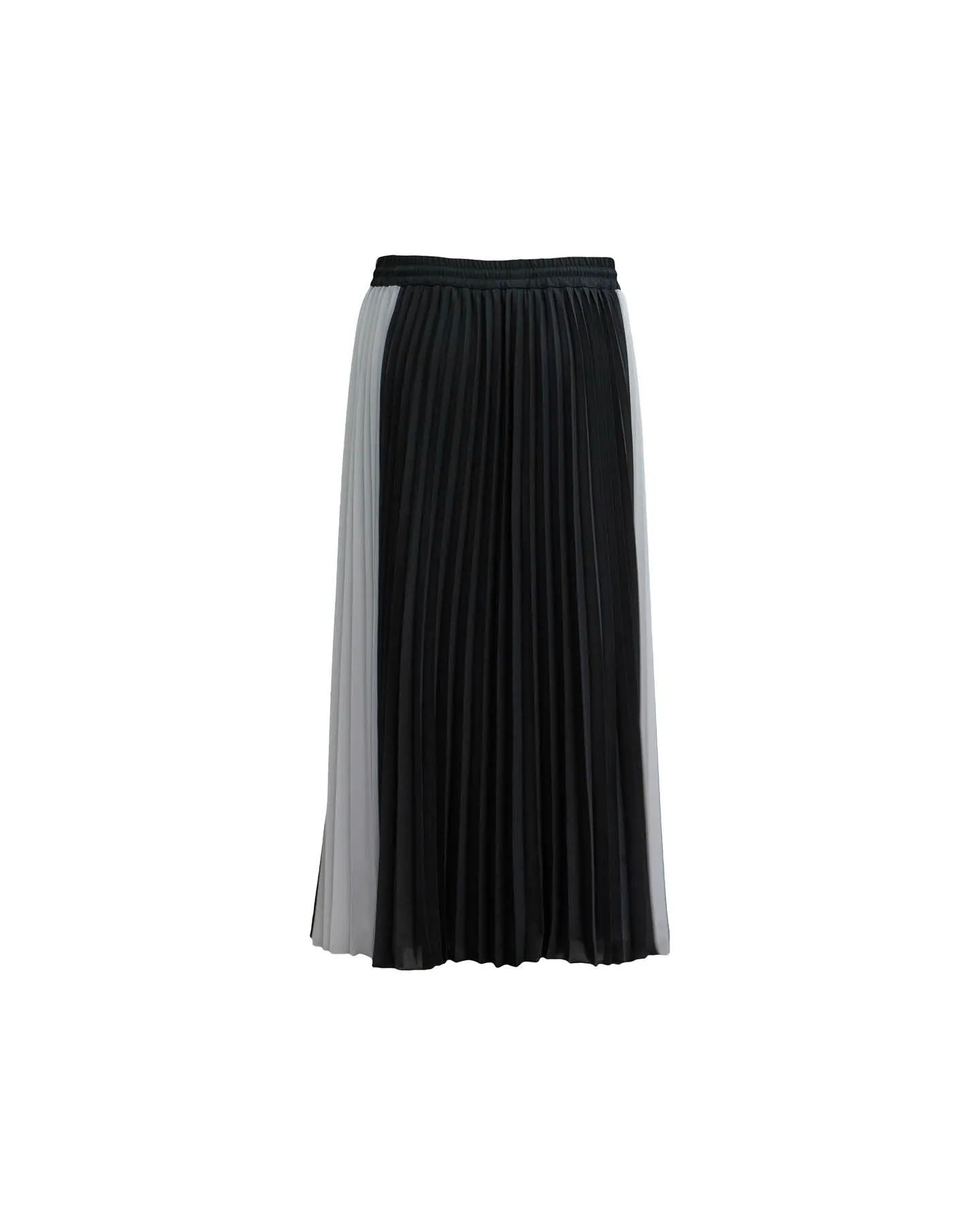 Black and White Colorblock Pleated Skirt