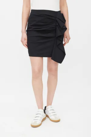 Black Pleated Ruffled Skirt