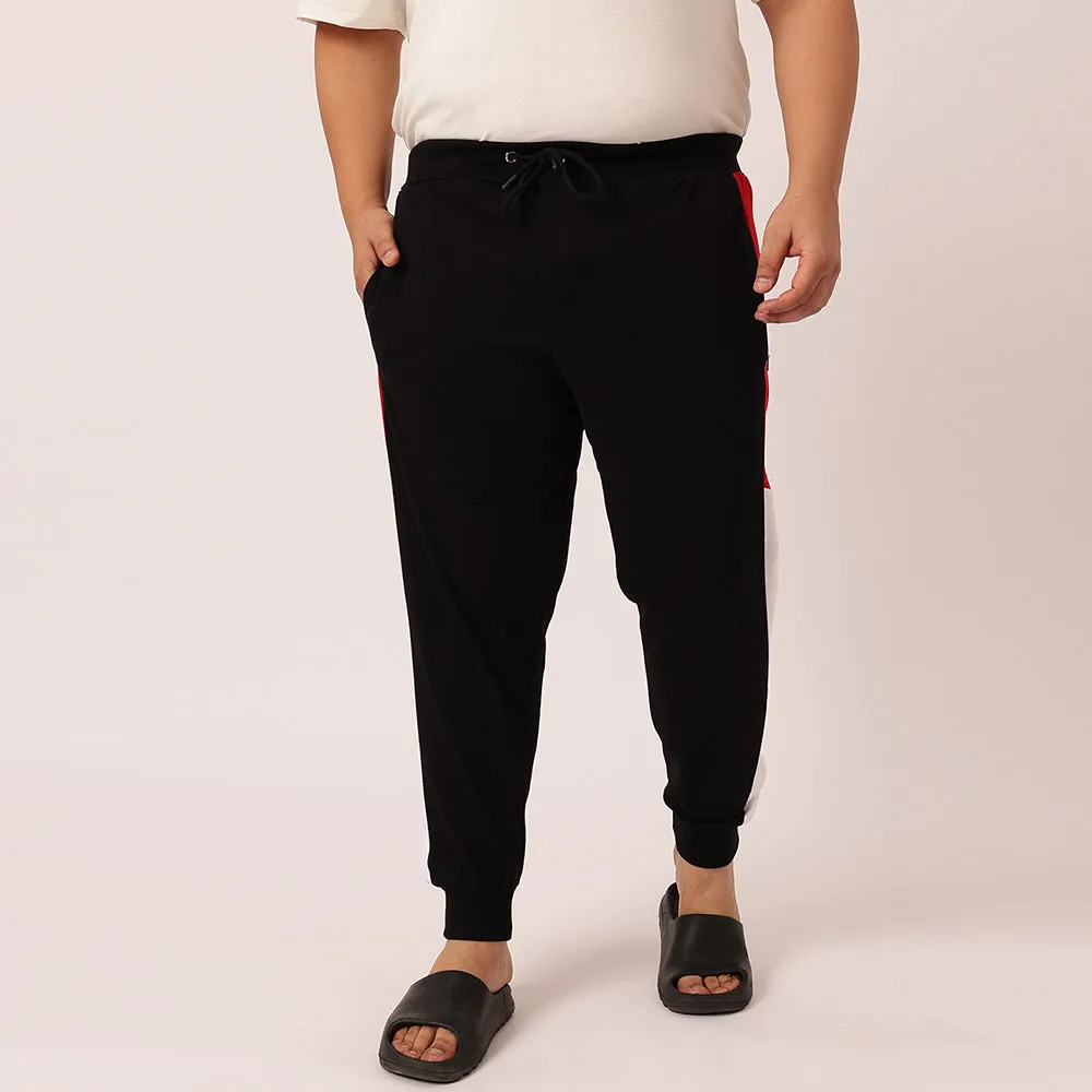 Black Red Colour Block Joggers