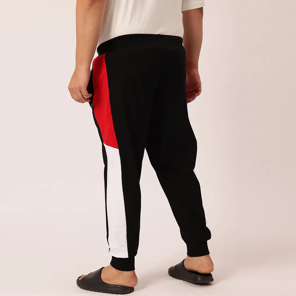 Black Red Colour Block Joggers