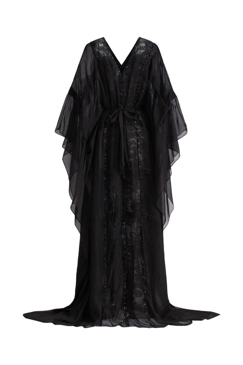 BLACK SUNIE SILK STRAIGHT MAXI DRESS