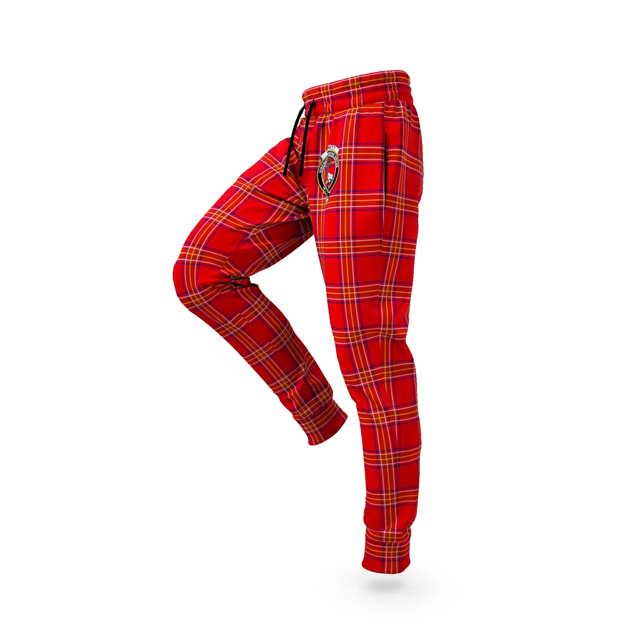 Burnett Modern Tartan Joggers Pants with Family Crest