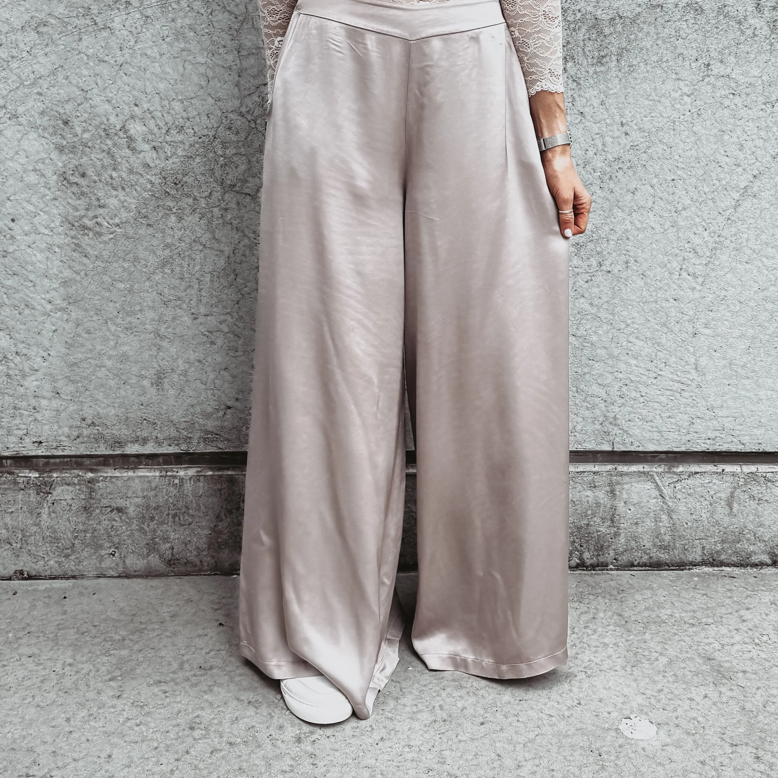 Champagne Silver Radana palazzo pants *NEW*