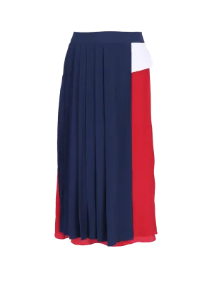 colour-block pleated midi skirt