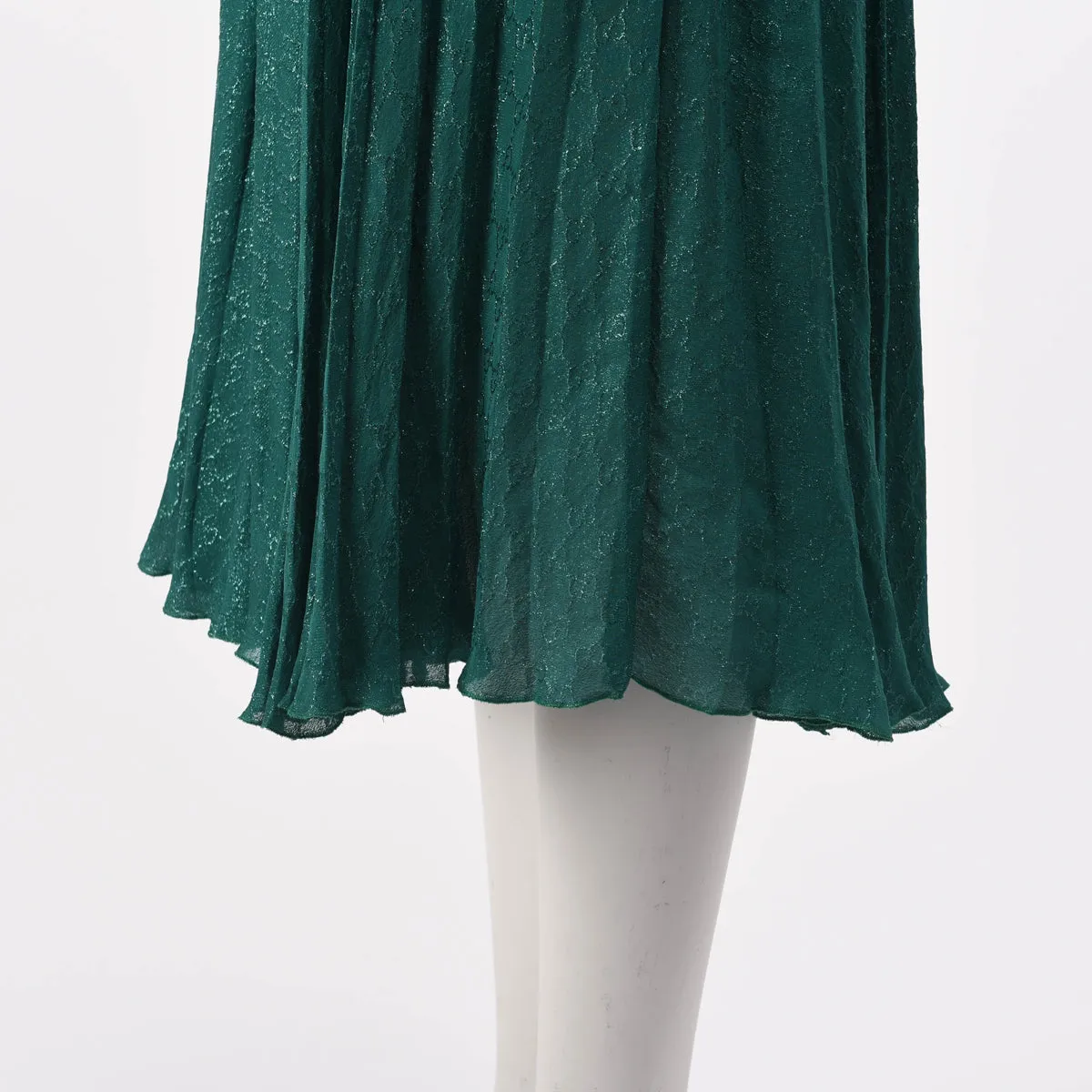 Gucci Green GG Lame Pleated Skirt IT 36