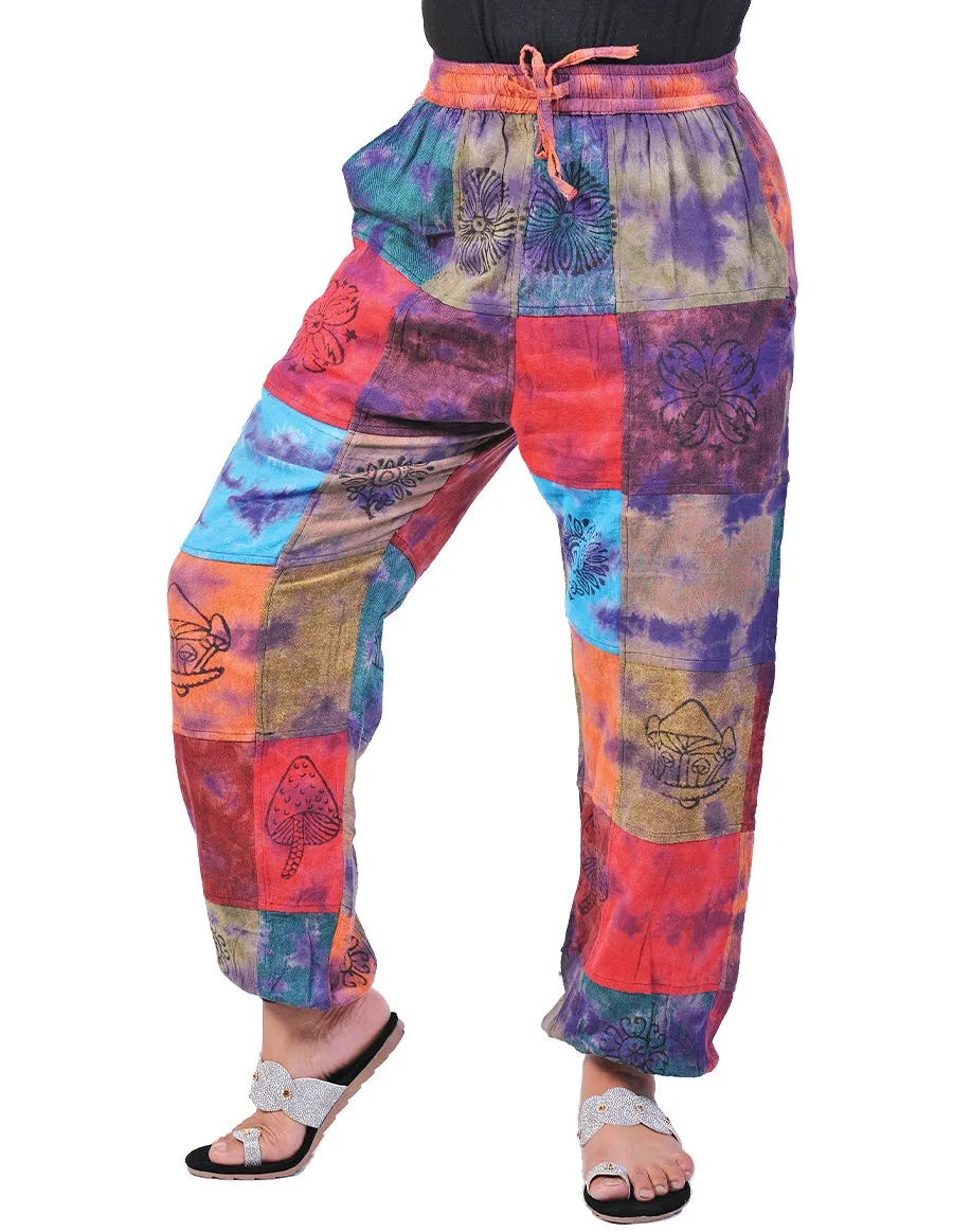 Hand Printed Colorful Cotton Joggers