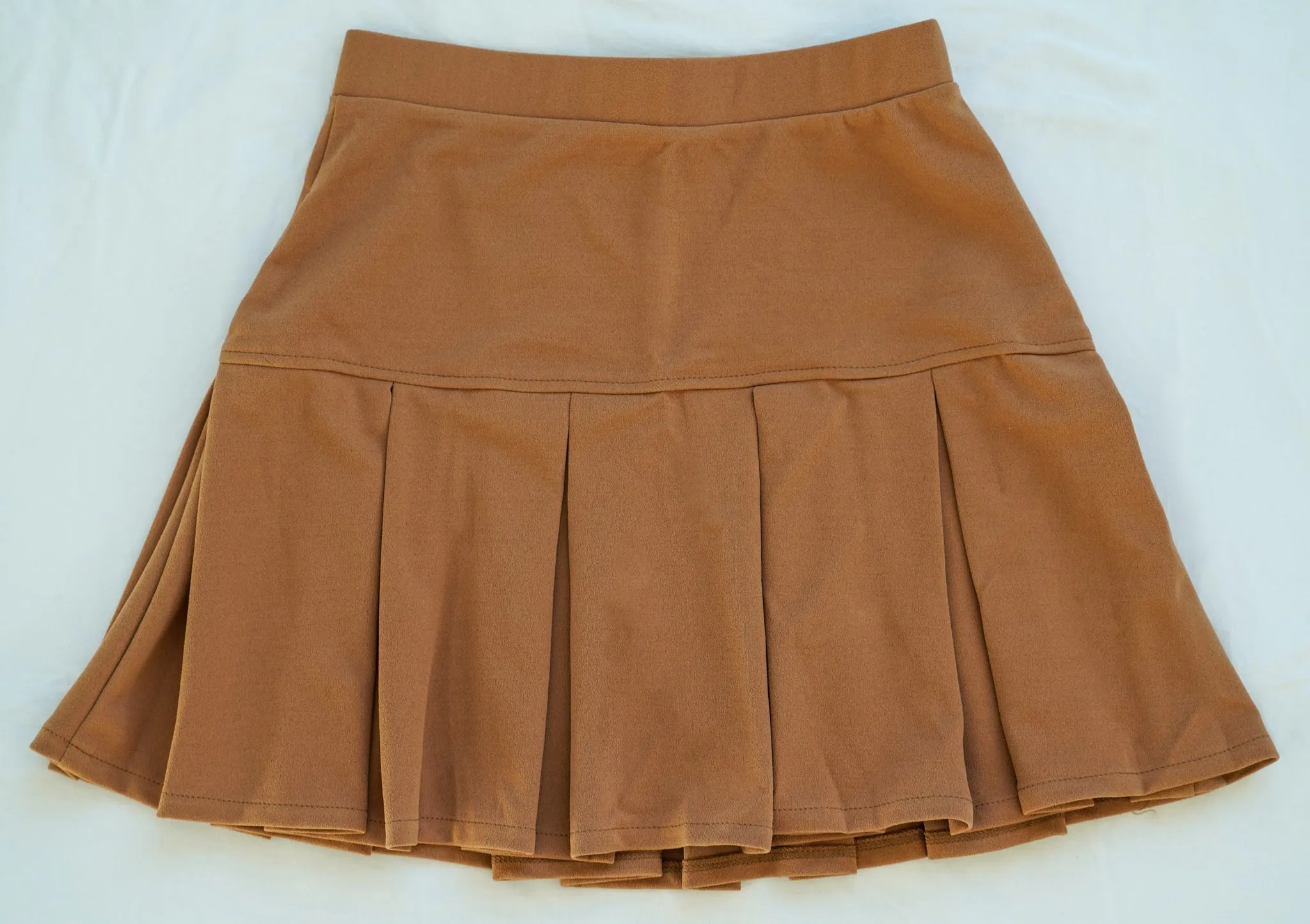 High-Waisted Solid Pleated Mini Golf Skirt [CAMEL]