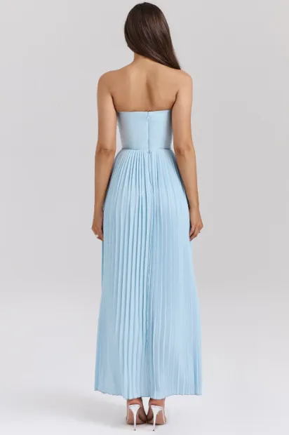 House Of CB Marcella Pleated Maxi Dress (Ocean Blue)