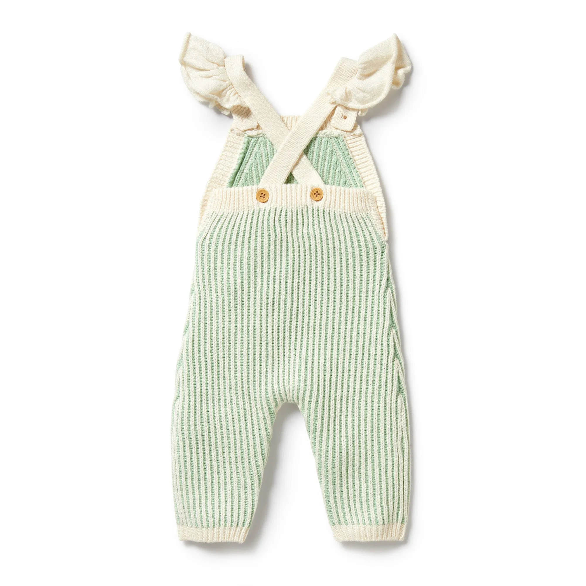 Knitted Ruffle Overall | Mint Green