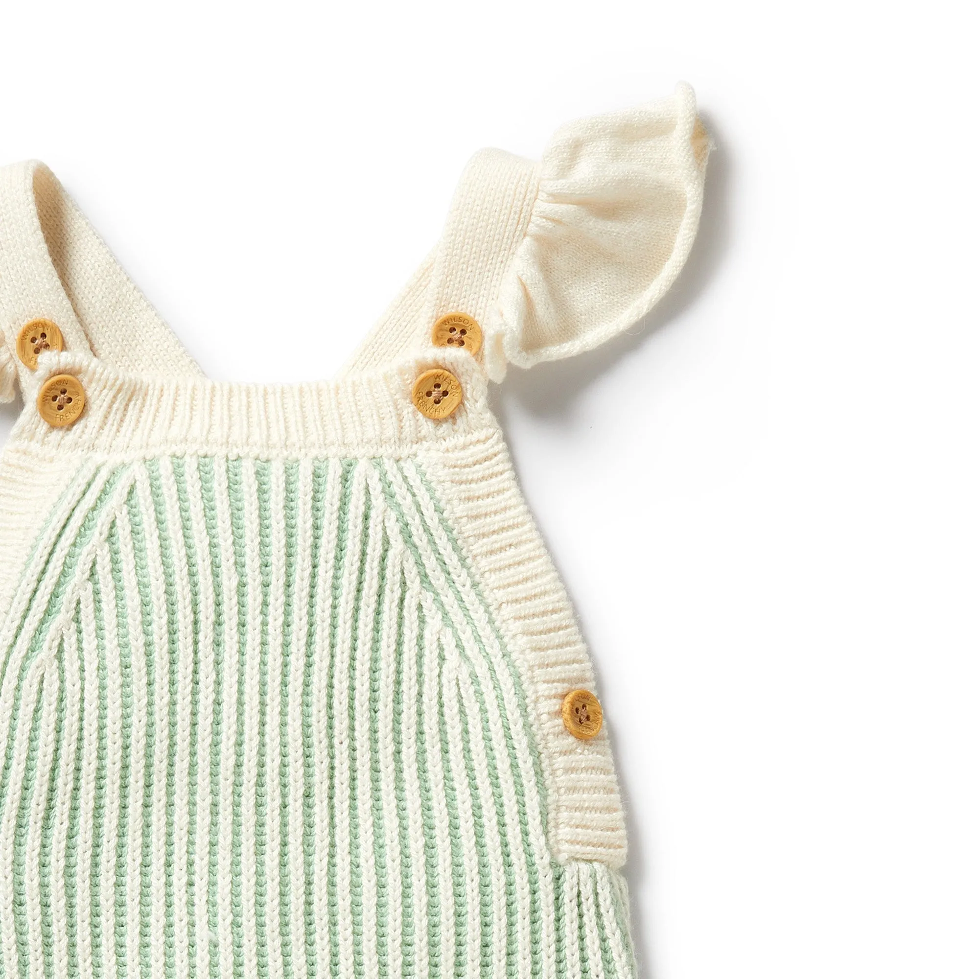 Knitted Ruffle Overall | Mint Green