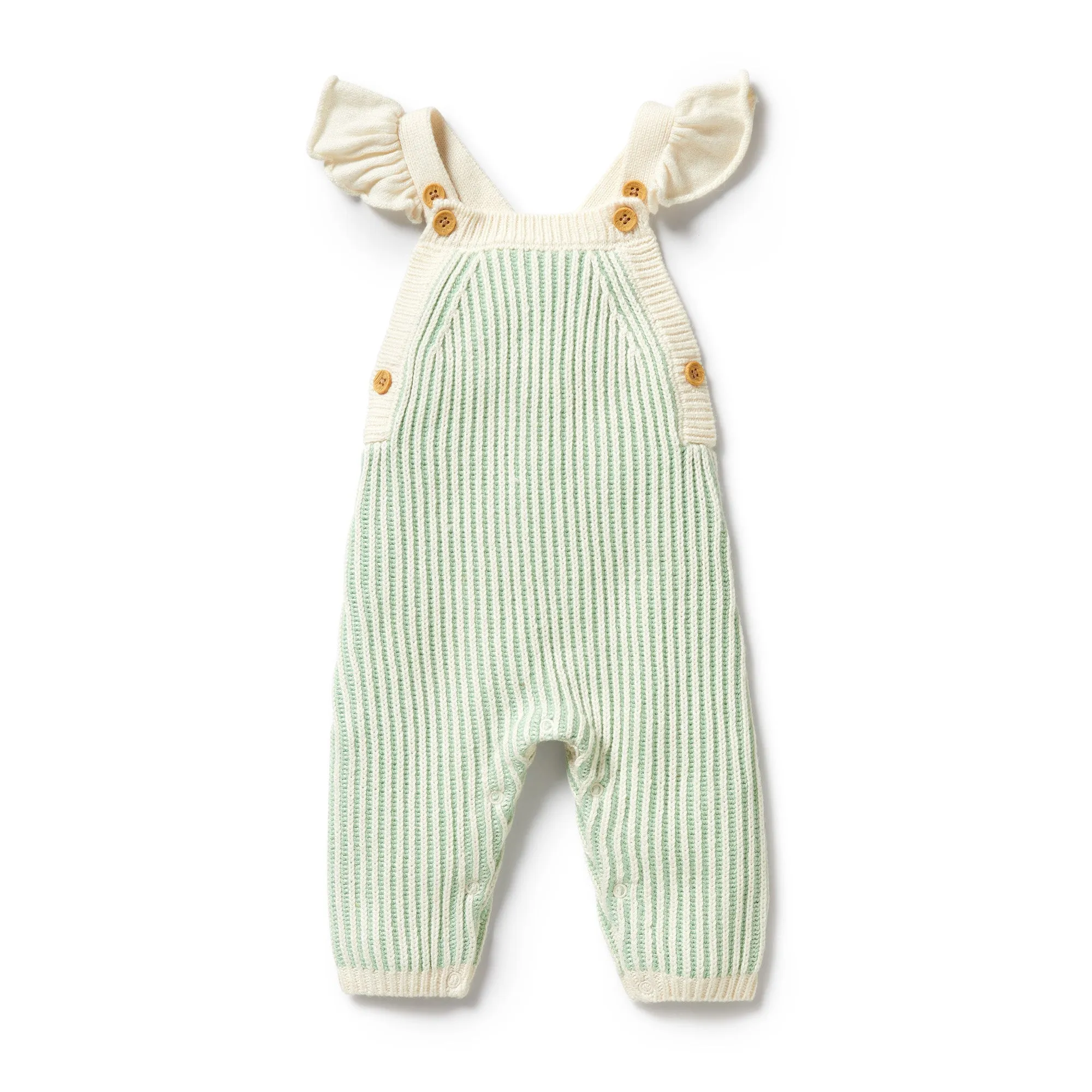 Knitted Ruffle Overall | Mint Green