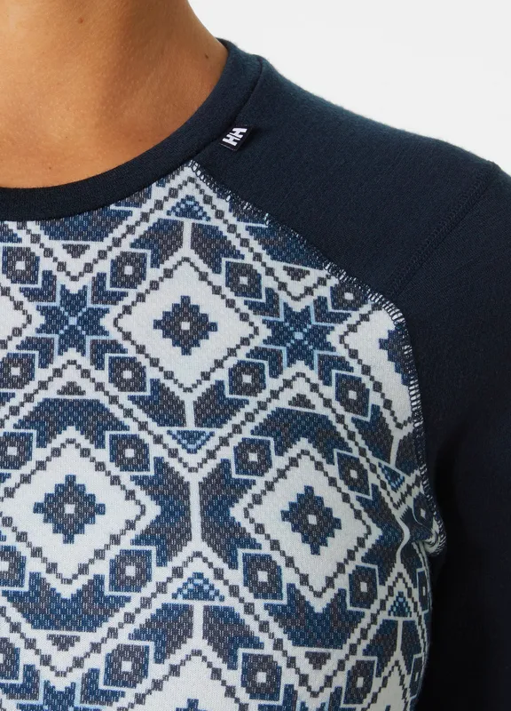 LIFA® Merino Graphic Crew Base Layer - Navy