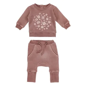 L’ovedbaby Cozy Organic Graphic Sweatshirt & Jogger Set - Rosewood Flower