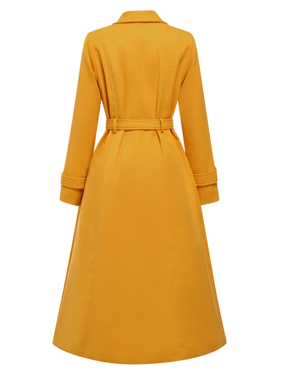 Mango Yellow 1930s Solid Lapel Long Coat