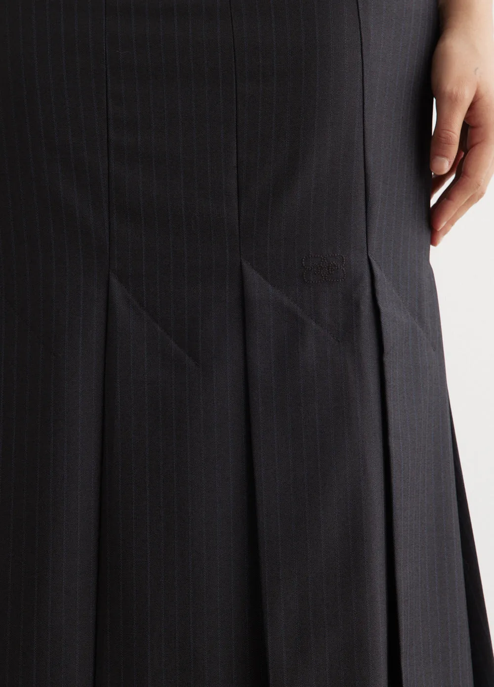 Melange Stripe Suiting Midi Skirt