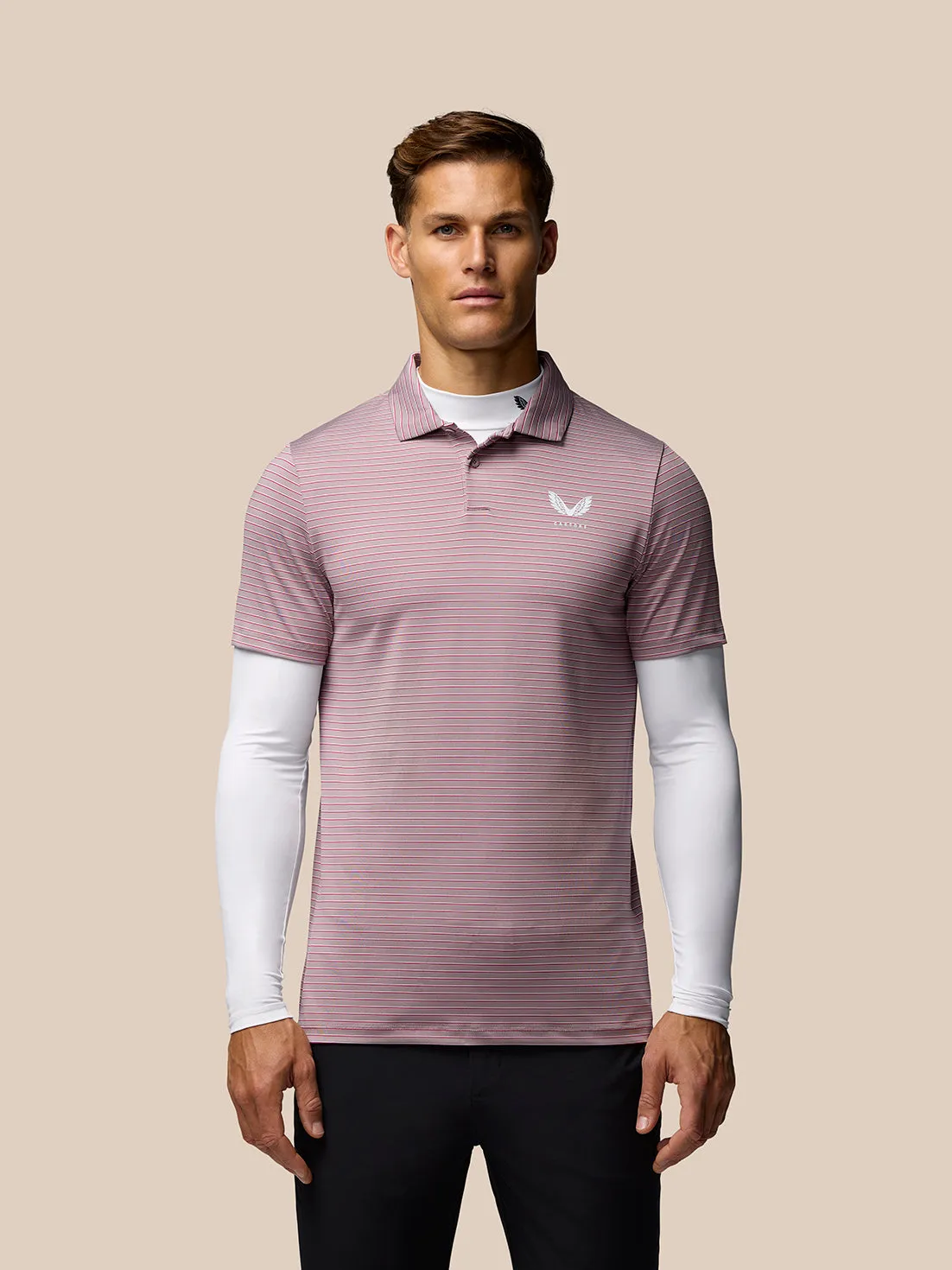 Men's Golf Long Sleeve Mock Neck Base Layer - White