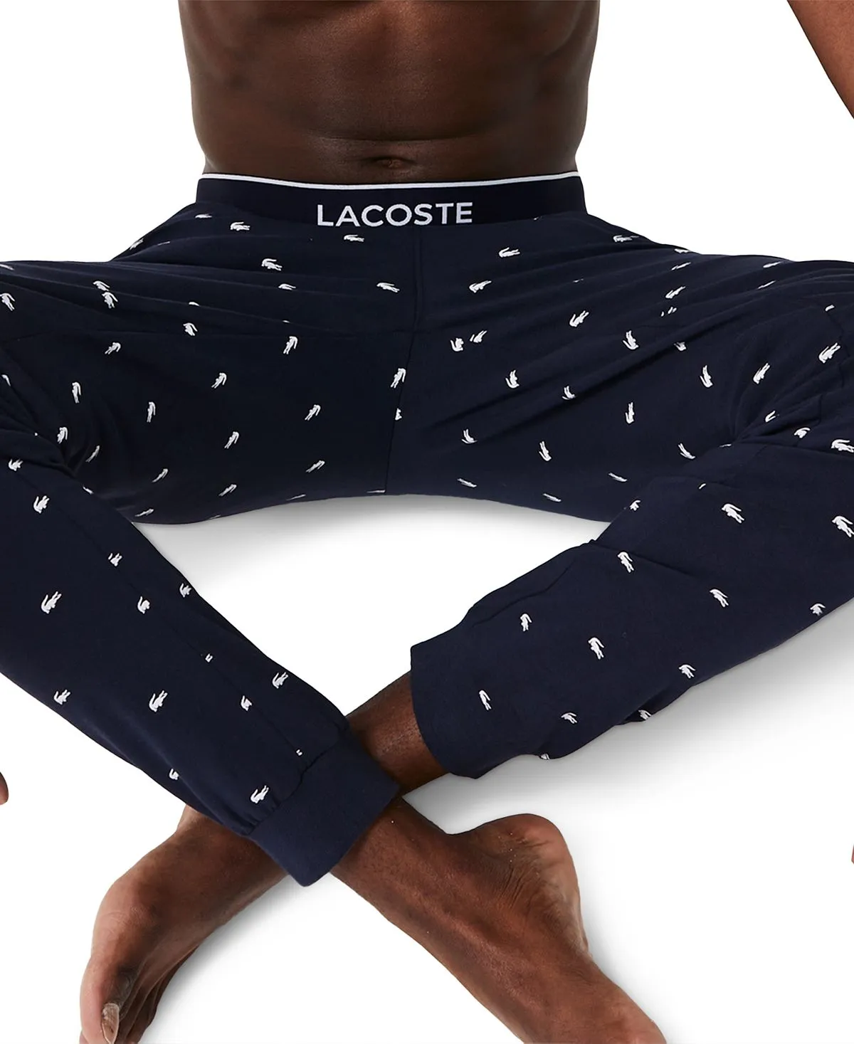 Men's pajama joggers with stretch crocodile print and Lacoste logo