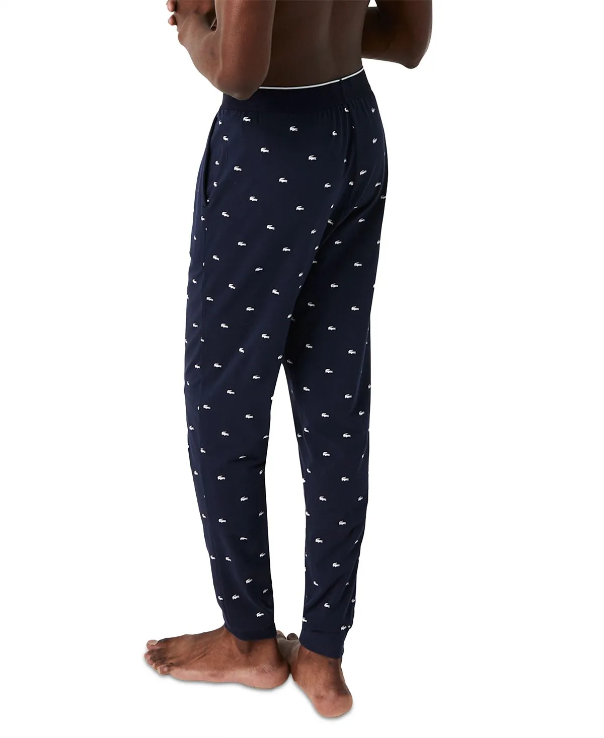 Men's pajama joggers with stretch crocodile print and Lacoste logo