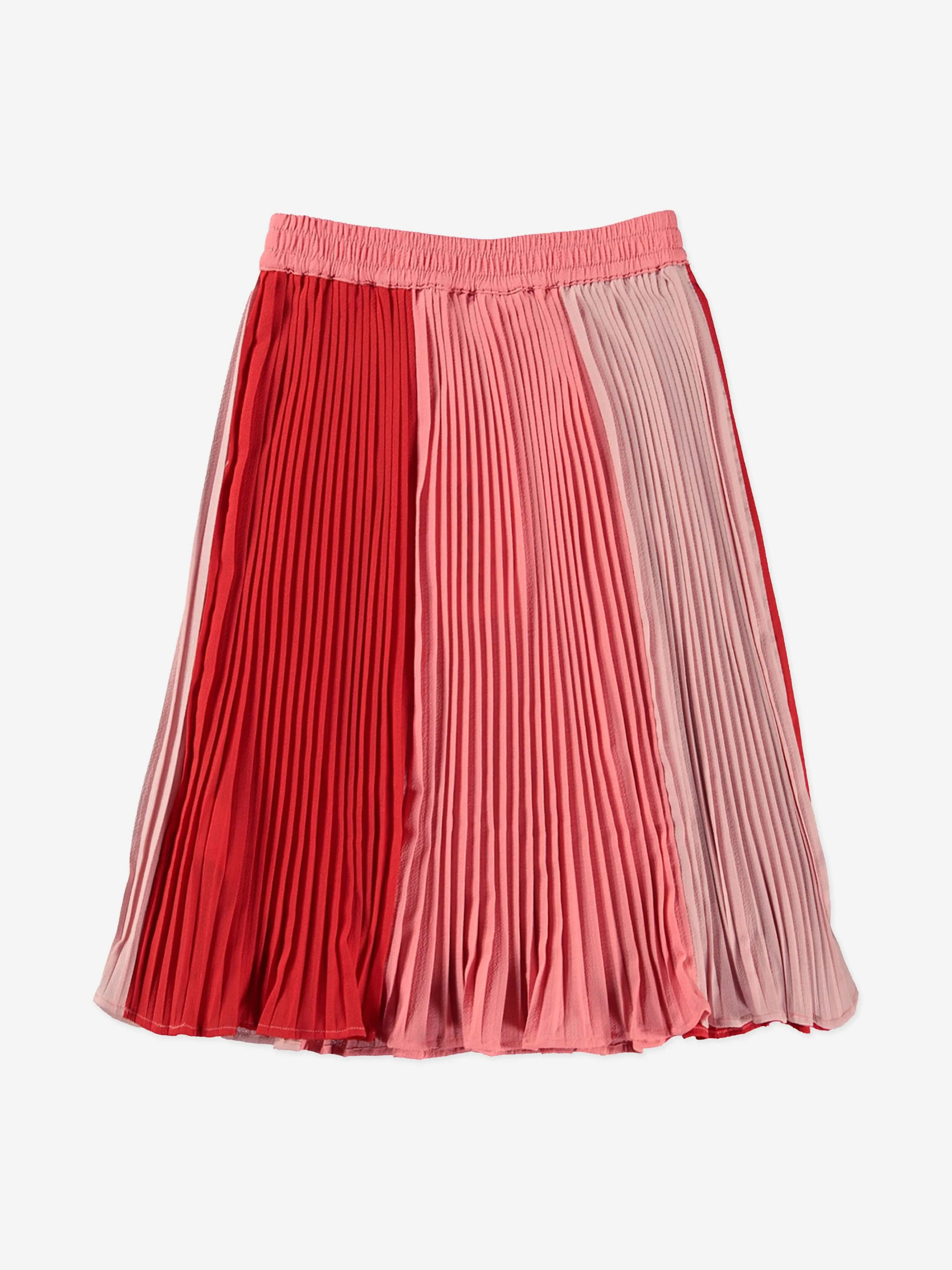 Molo Girls Striped Midi Skirt in Red