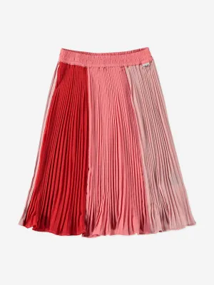 Molo Girls Striped Midi Skirt in Red