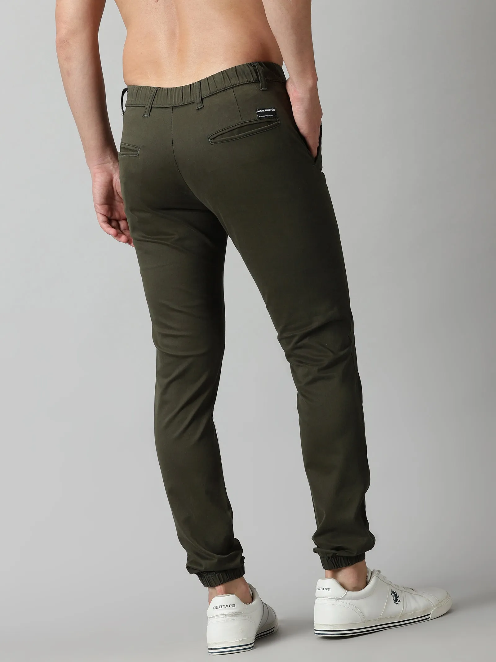 Olive Green Twill joggers