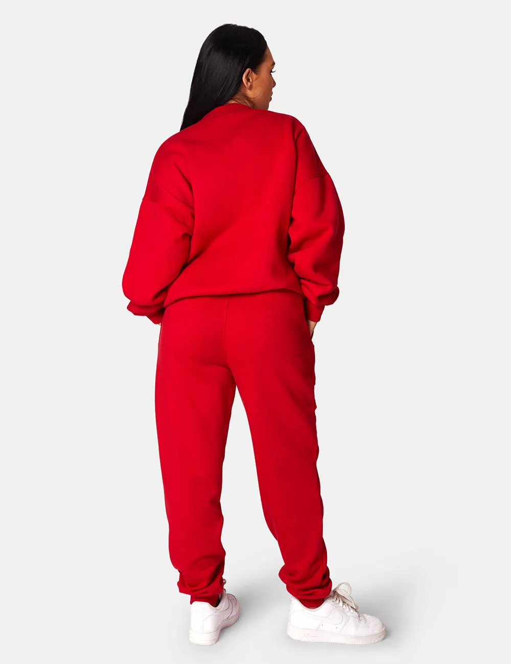 Oversized Columbia Embroidered Slogan 90S Joggers Red