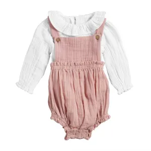 Pink Gauze Overall Set