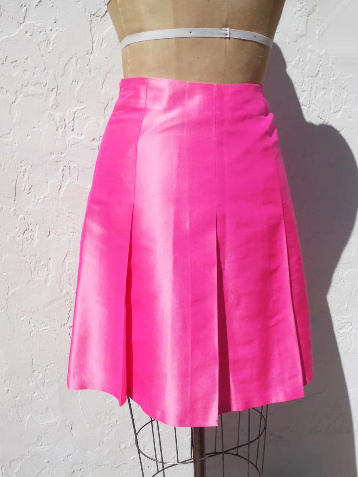 Pleated Cocktail Skirt Thai Silk Carrot