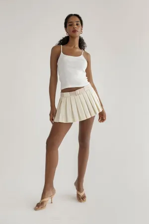 PLEATED MICRO Stylish MINI SKIRT CREAM