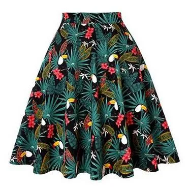 Polka Dot Printed Summer Women Skirt Colorful High Waist Pinup Big Swing Short Cotton Casual Clothing 40s 50s Retro Skater