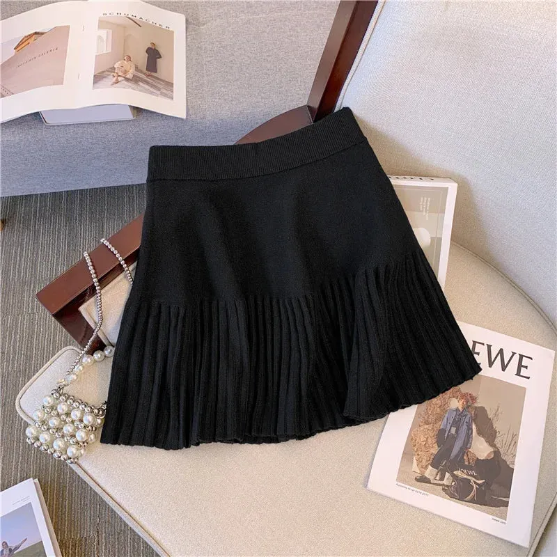 Pre Order:  Half Pleated Knitted Mini Skirt