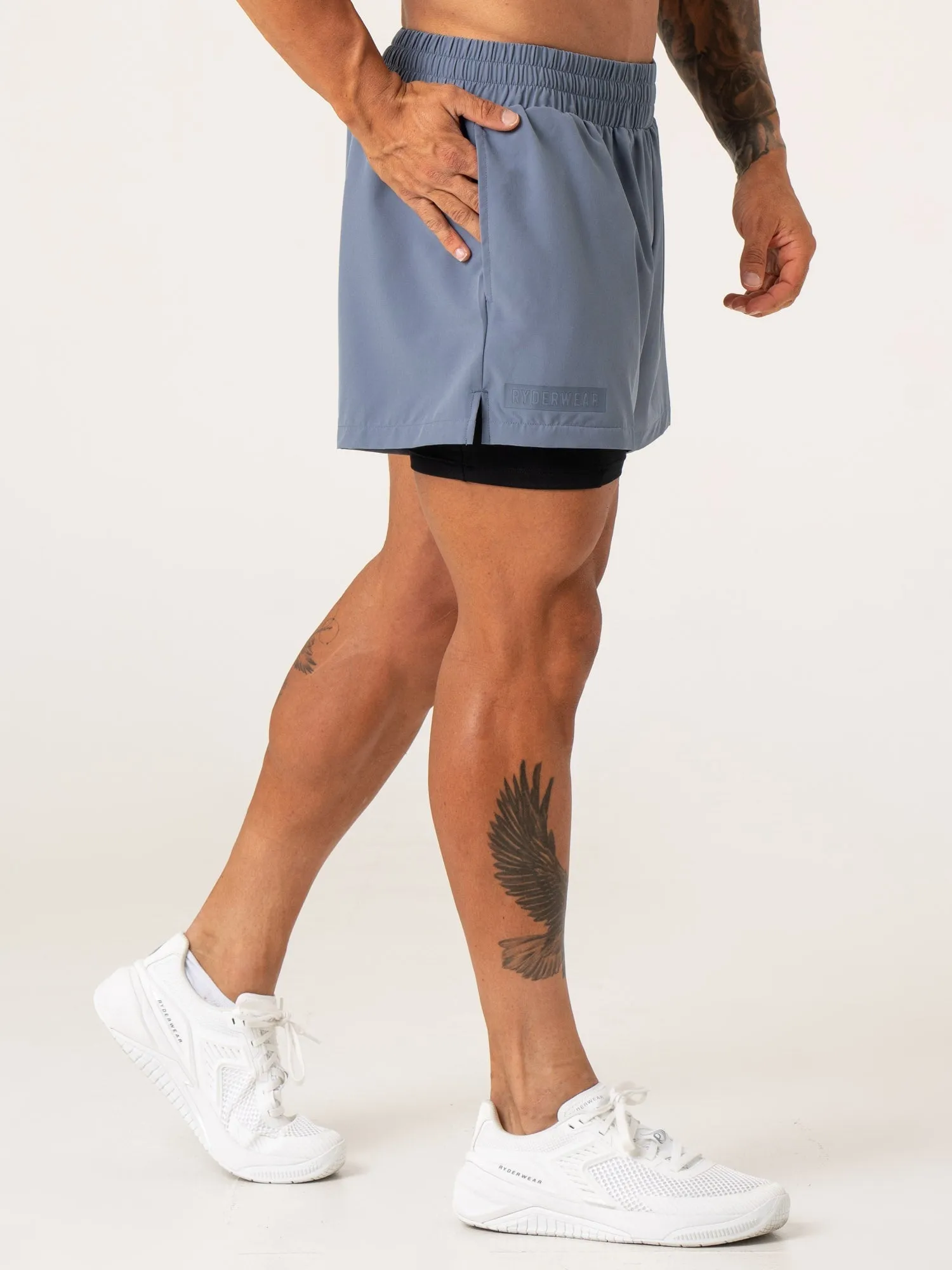 Pursuit 2 In 1 Training Shorts - Denim Blue