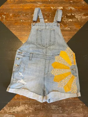 QUILTED OVERALL SHORTS - L