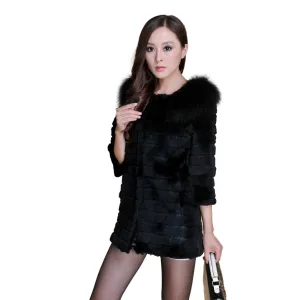 Real Rabbit fur Coat for women real fox fur shoulder decoration FS13072