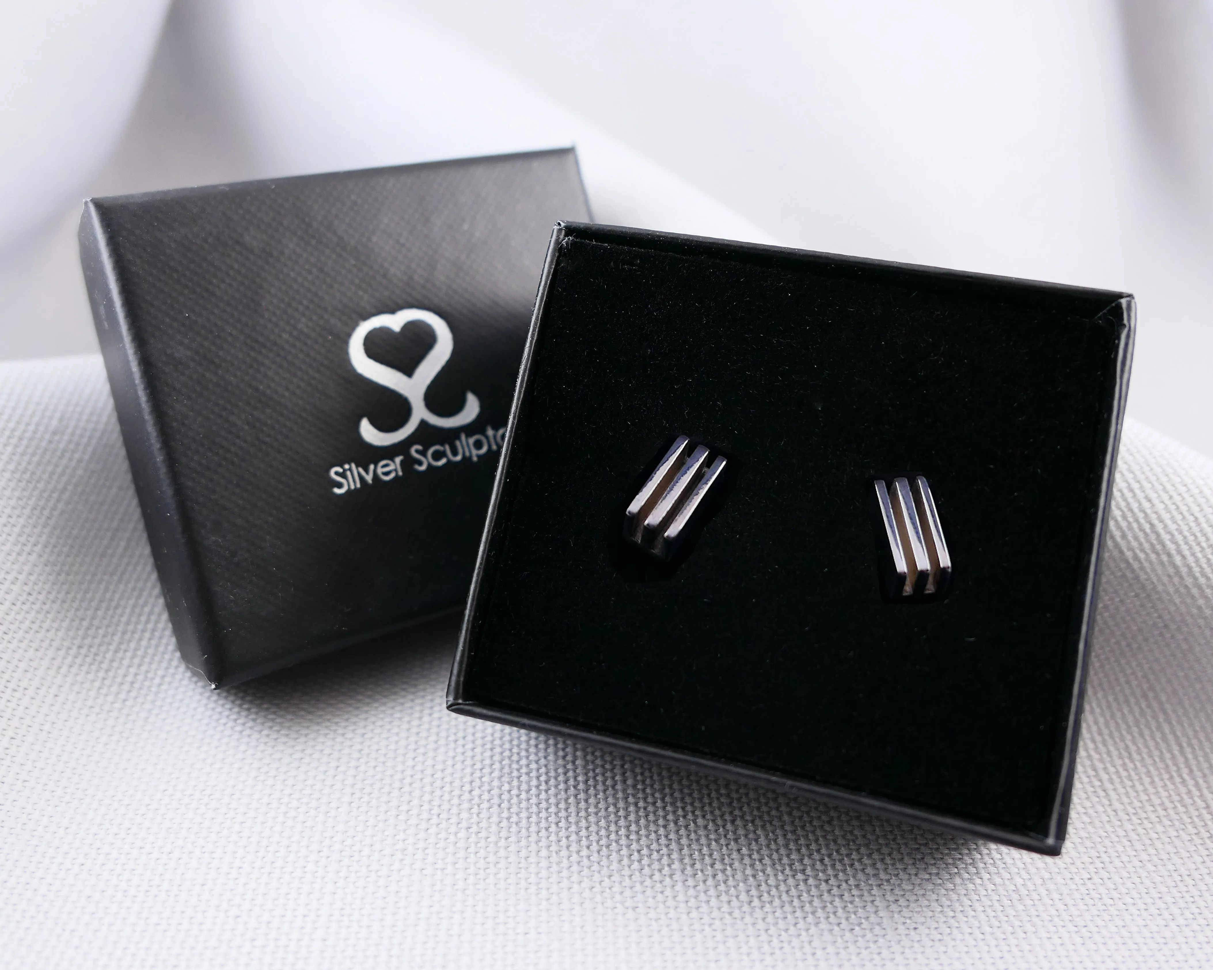 Rectangle Layer Studs in Sterling Silver