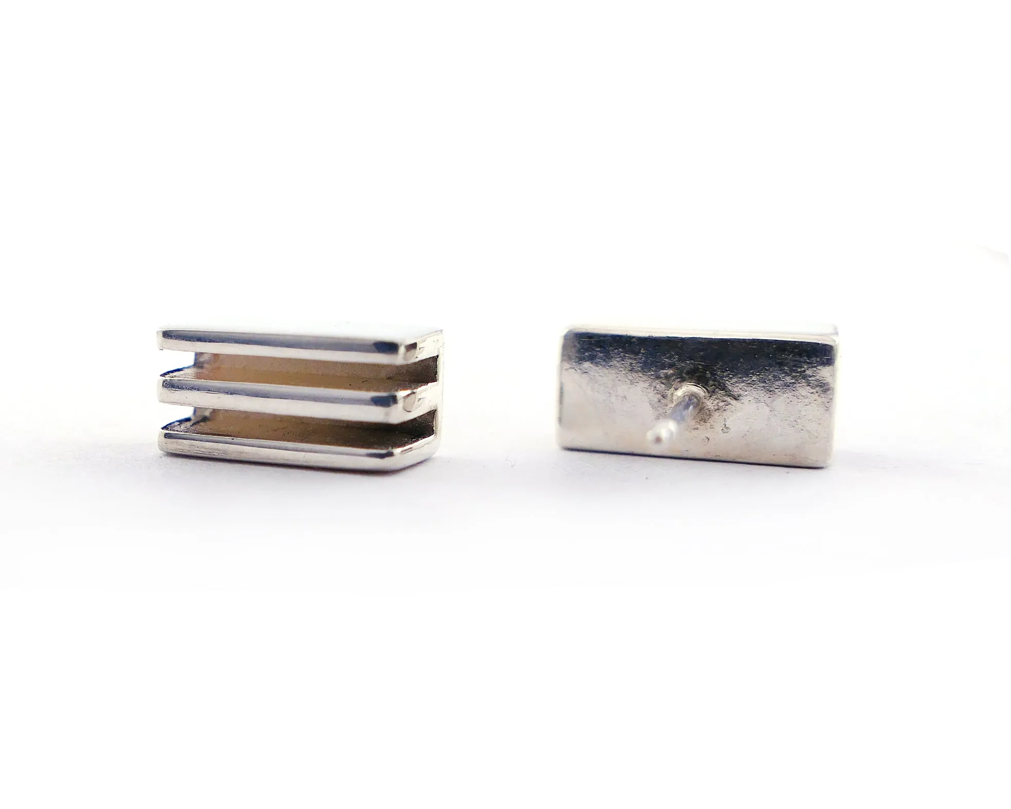 Rectangle Layer Studs in Sterling Silver