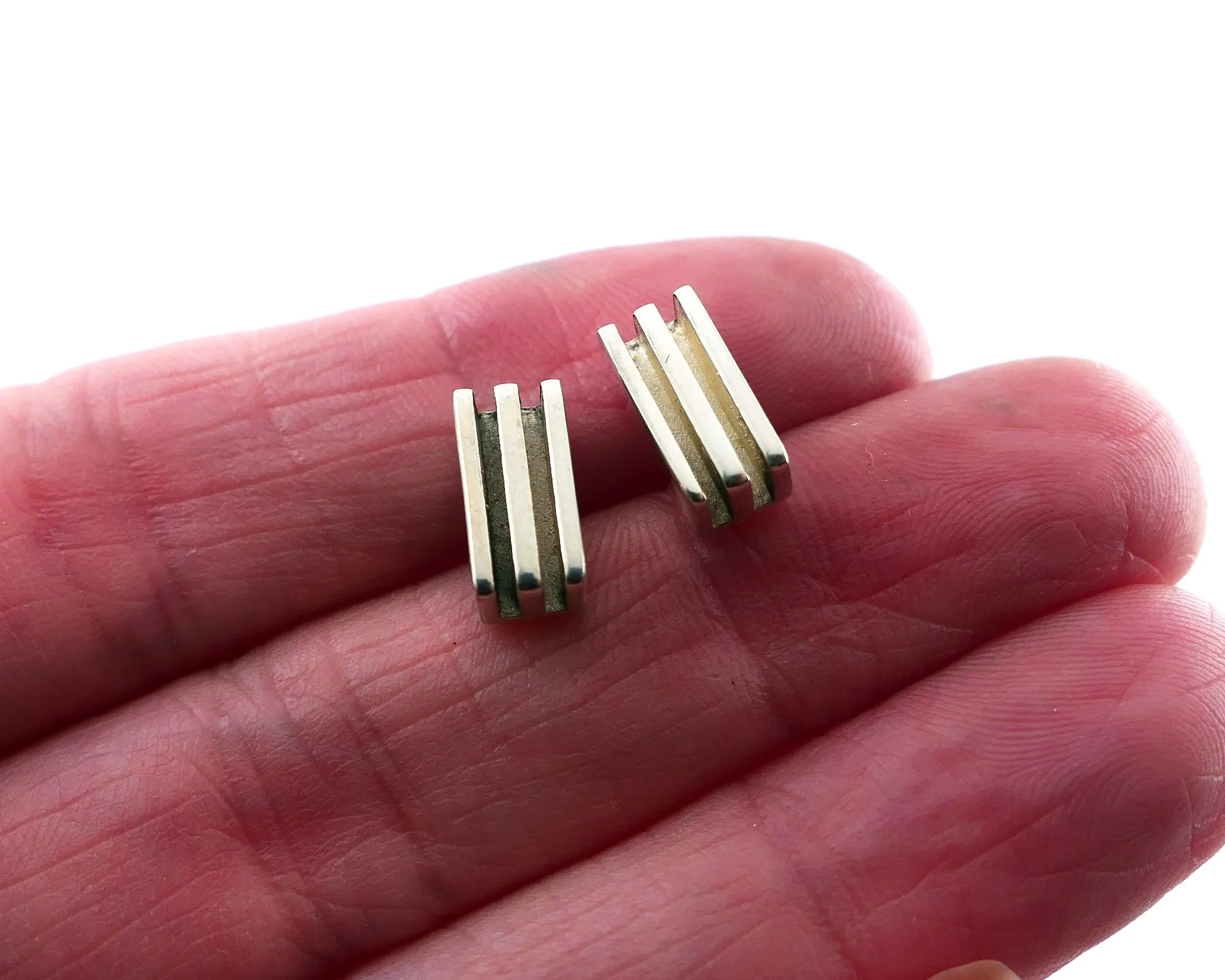 Rectangle Layer Studs in Sterling Silver