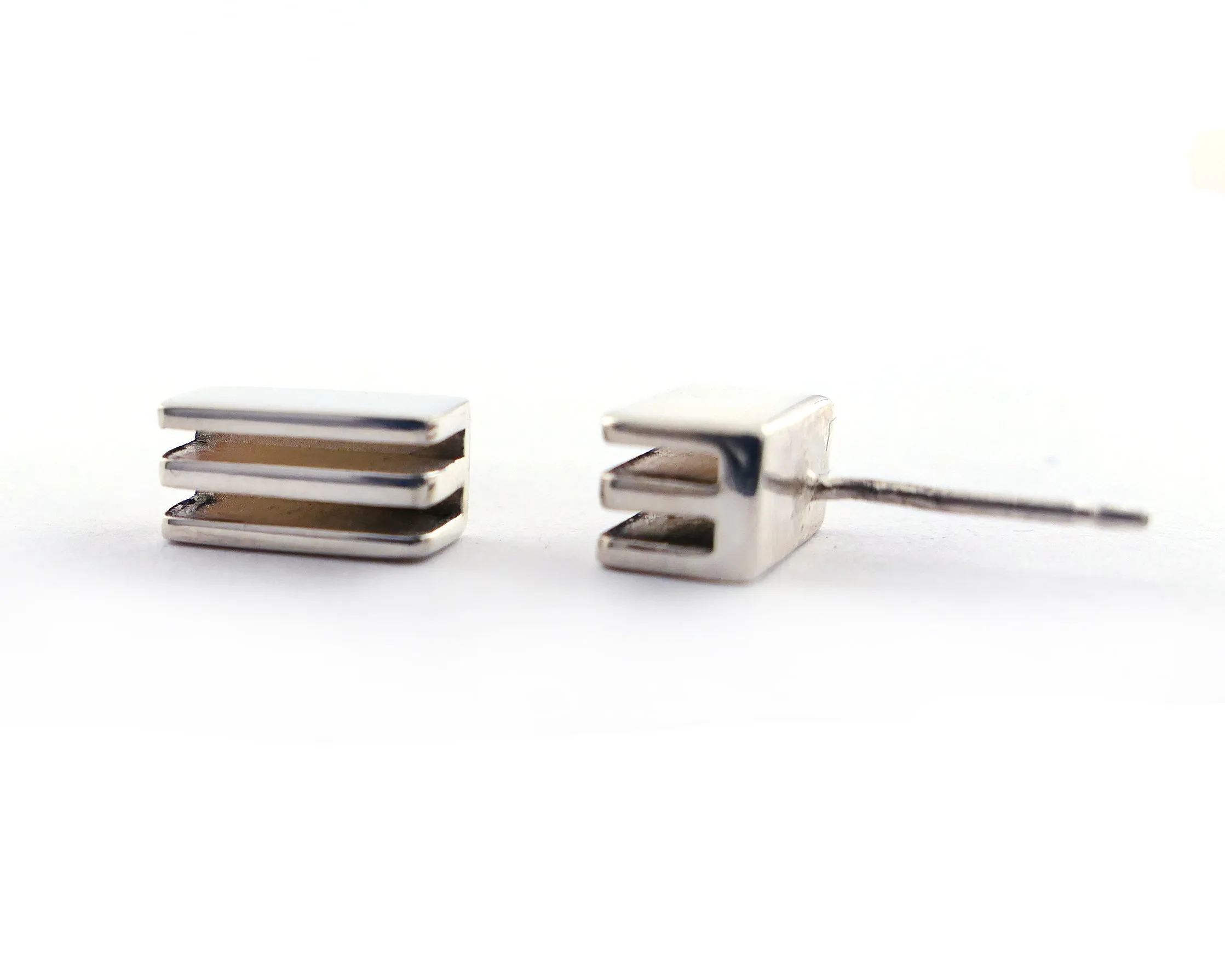 Rectangle Layer Studs in Sterling Silver