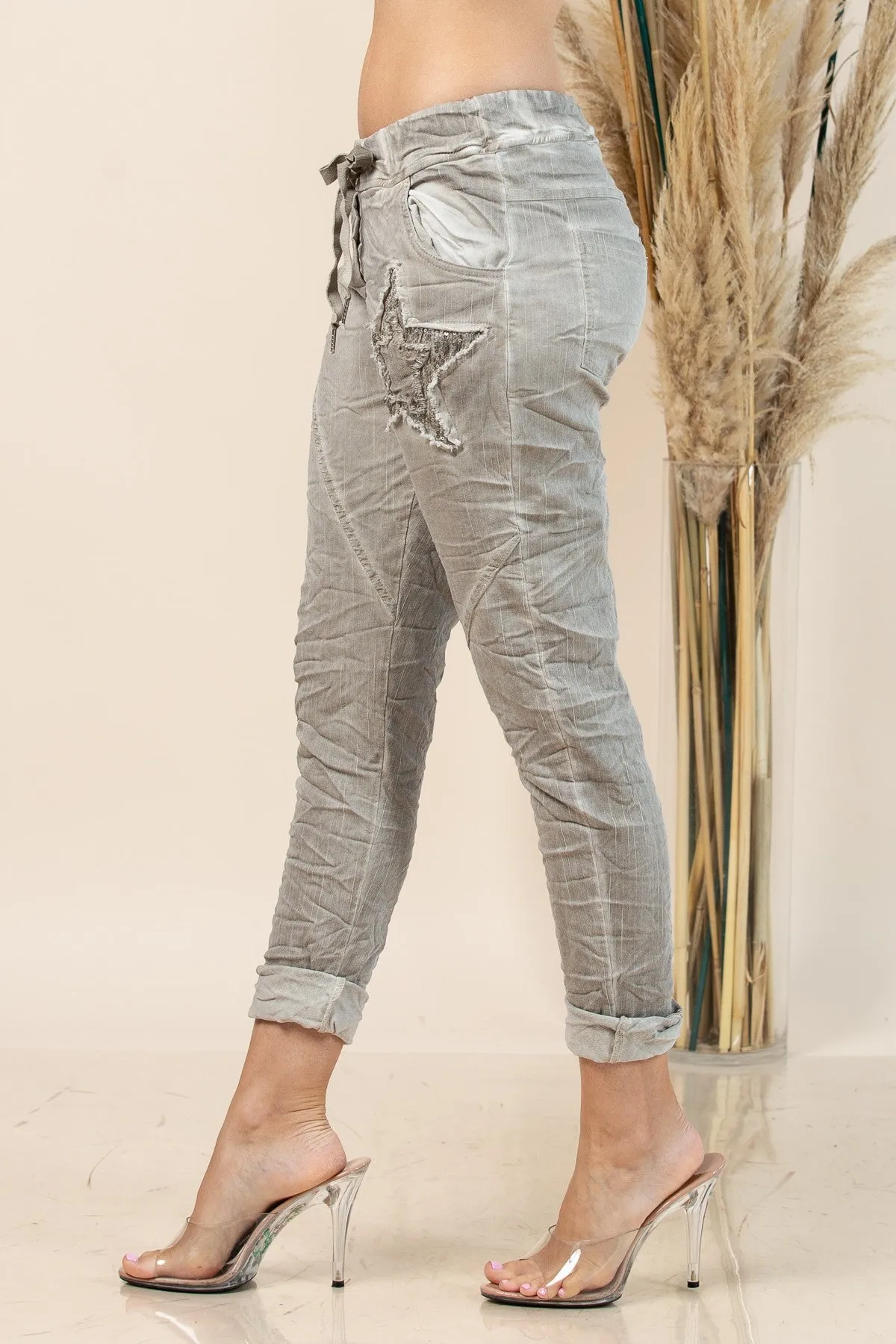 Sequin Star Detail Italian Jogger Pants