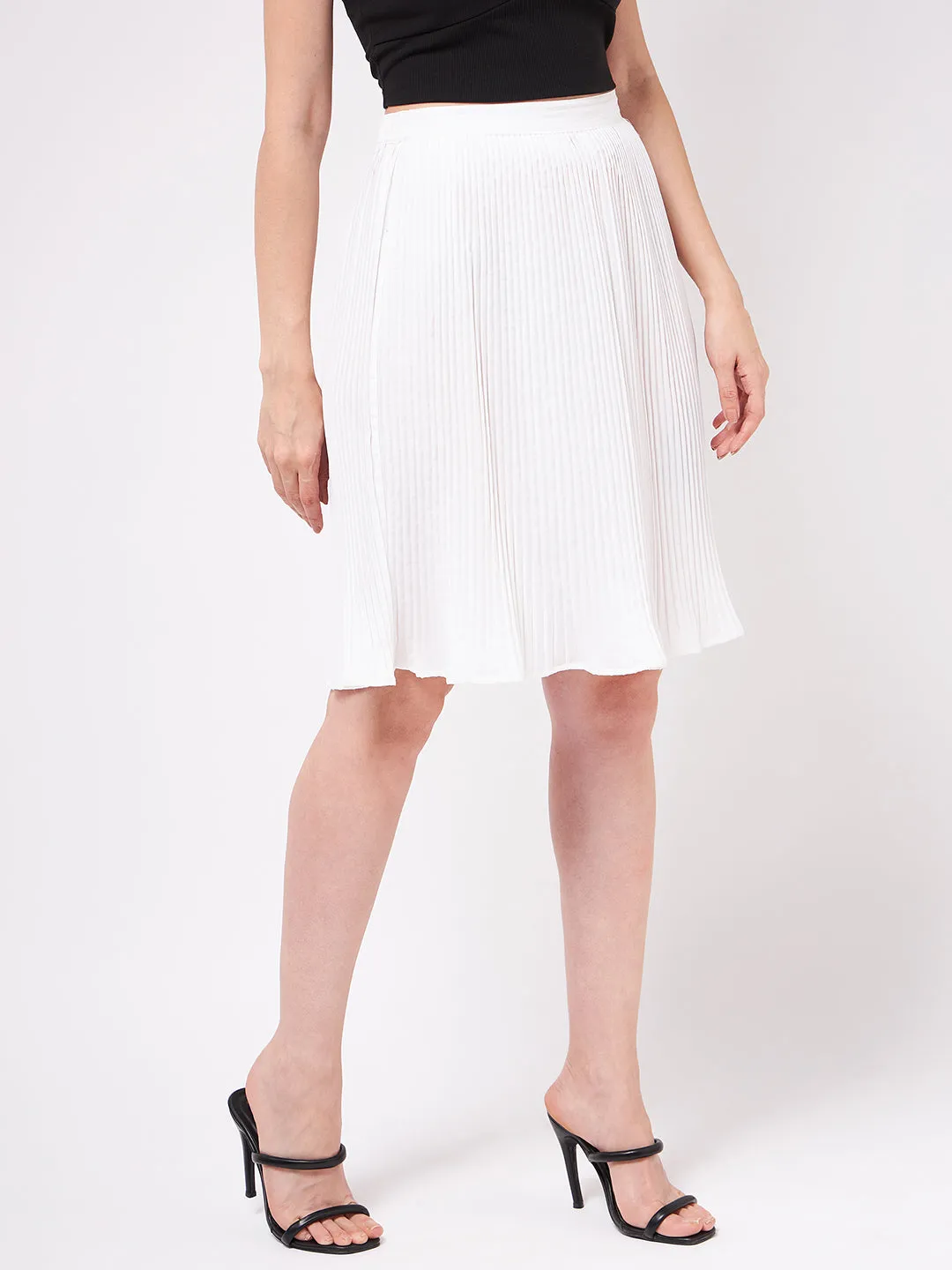 Solid Pleated Skirt